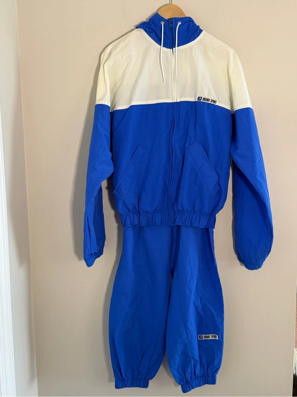 Vintage Sideout Sport Nylon Windbreaker Track Suit Set Jacket M Pant S Retro